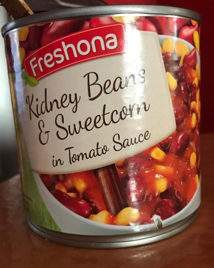 Fotografie - Kidney Beans & Sweetcorn in Tomato Sauce Freshona Kukurica s fazuľou v paradajkovej omáčke