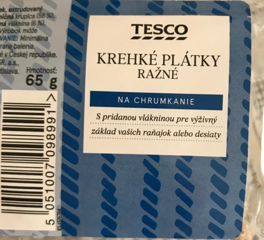 Fotografie - Krehké plátky ražné na chrumkanie Tesco