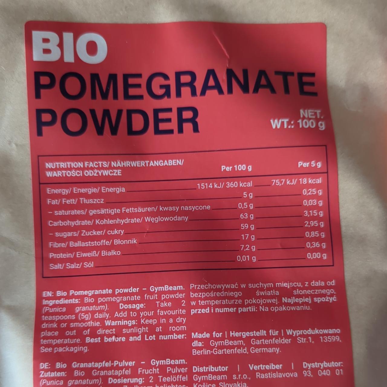 Fotografie - Bio Pomegranate Powder GymBeam