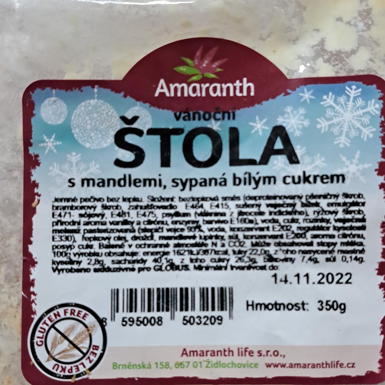 Fotografie - vánoční Štola s mandlemi, sypaná bílým cukrem Amaranth