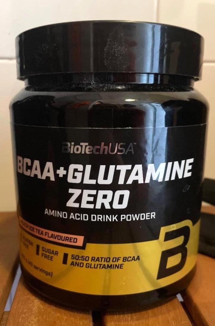 Fotografie - BCAA+GLUTAMINE ZERO amino acid drink powder Peach Ice tea BioTechUSA