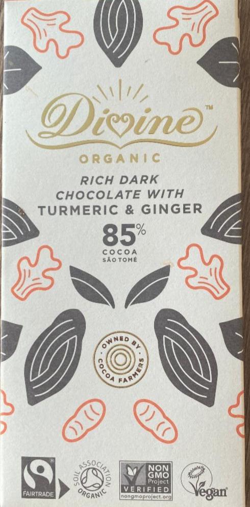 Fotografie - Rich dark chocolate with turmeric & ginger Divine