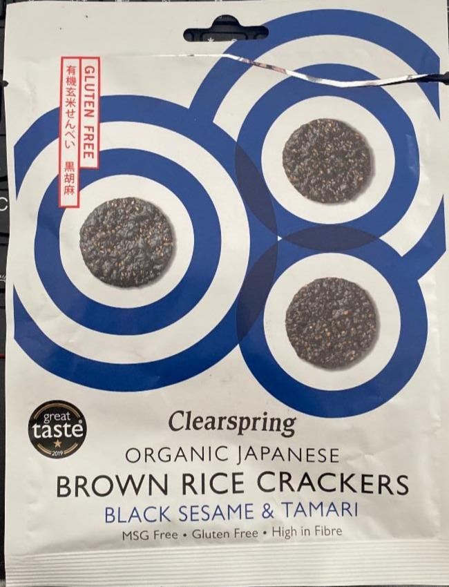 Fotografie - Organic Japanese Brown rice crackers Black sesame & Tamari Clearspring