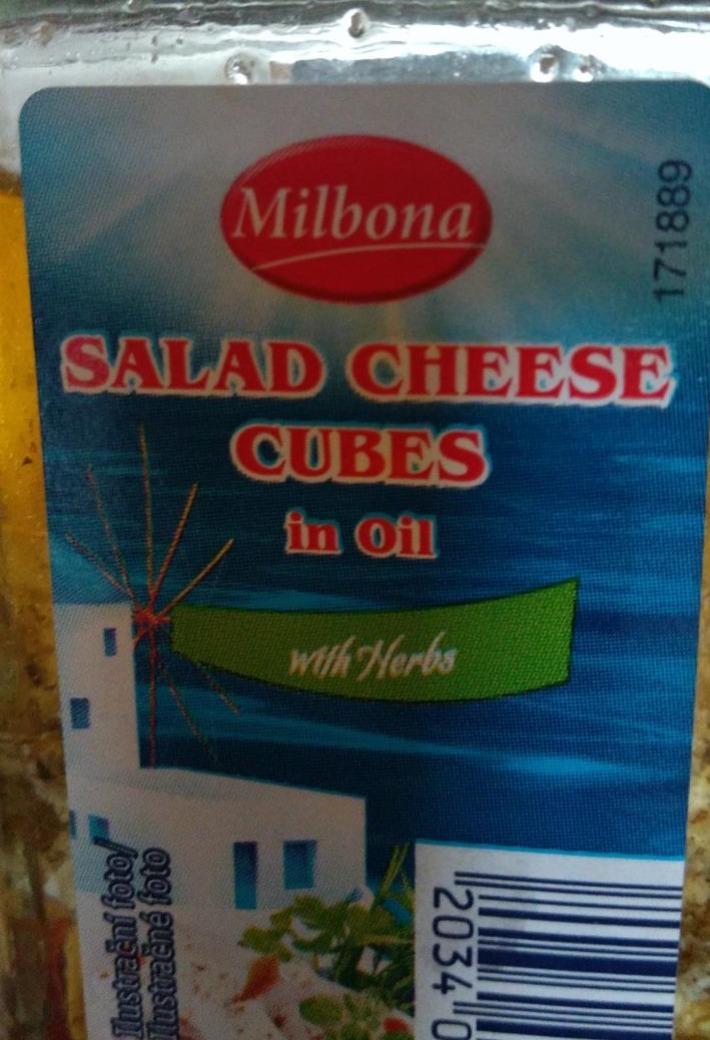 Fotografie - Salad cheese cubes in oil with herbs Milbona - Syr v oleji s bylinkami