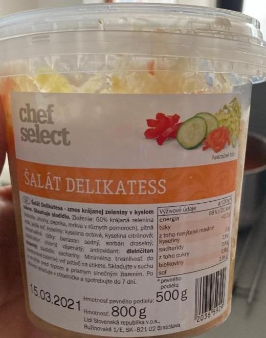 Delikatess - kJ Select a Šalát Chef hodnoty kalórie, nutričné