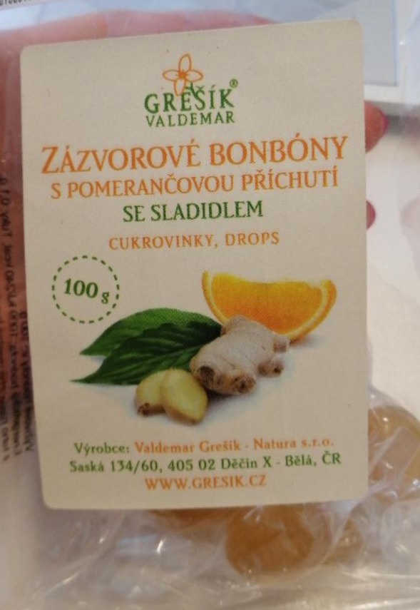 Fotografie - zázvorové bonbóny s pomerančovou příchutí se sladidlem Grešík Valdemar