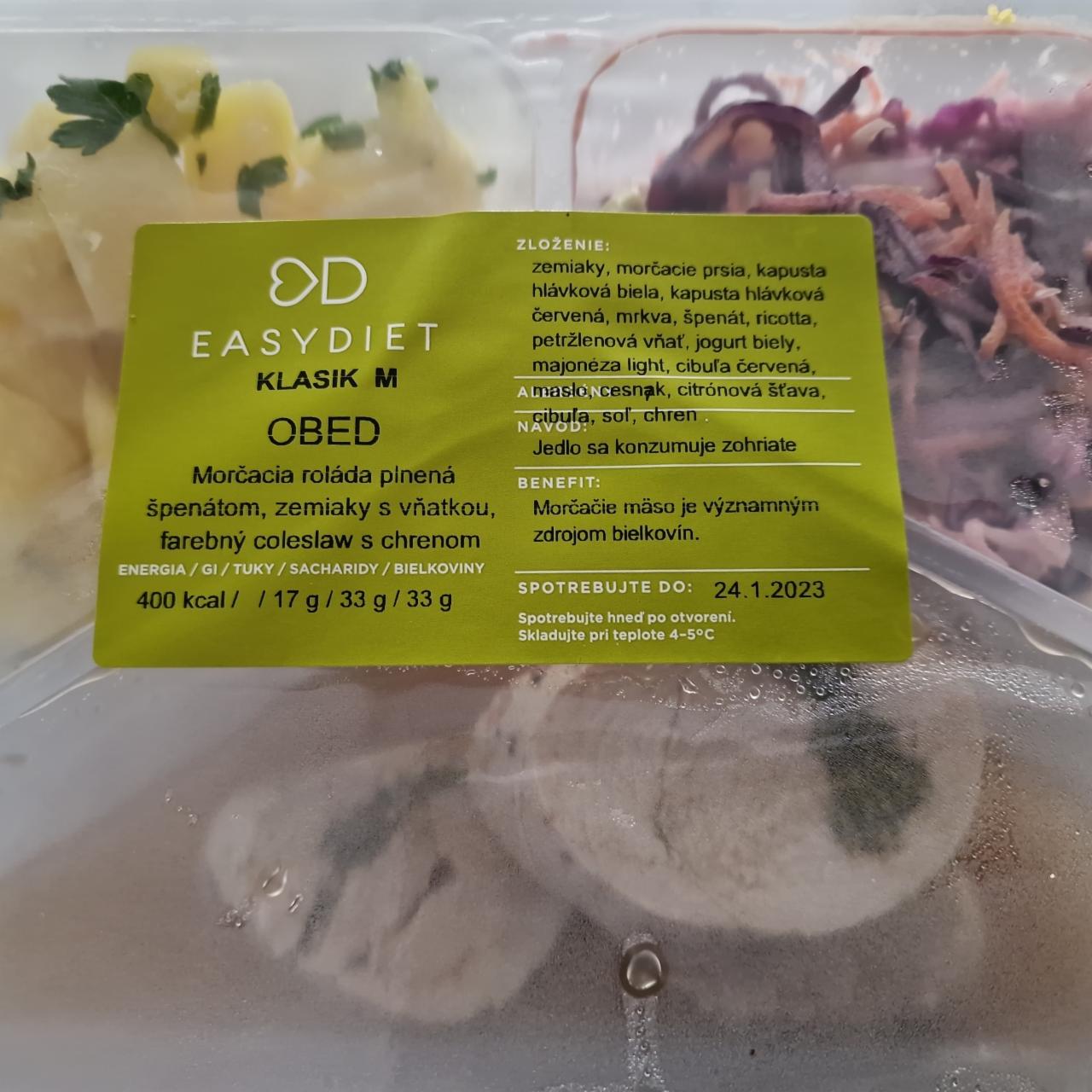 Fotografie - Morčacia roláda plnená špenátom, zemiaky s vňaťkou, farebný coleslaw s chrenom EasyDiet