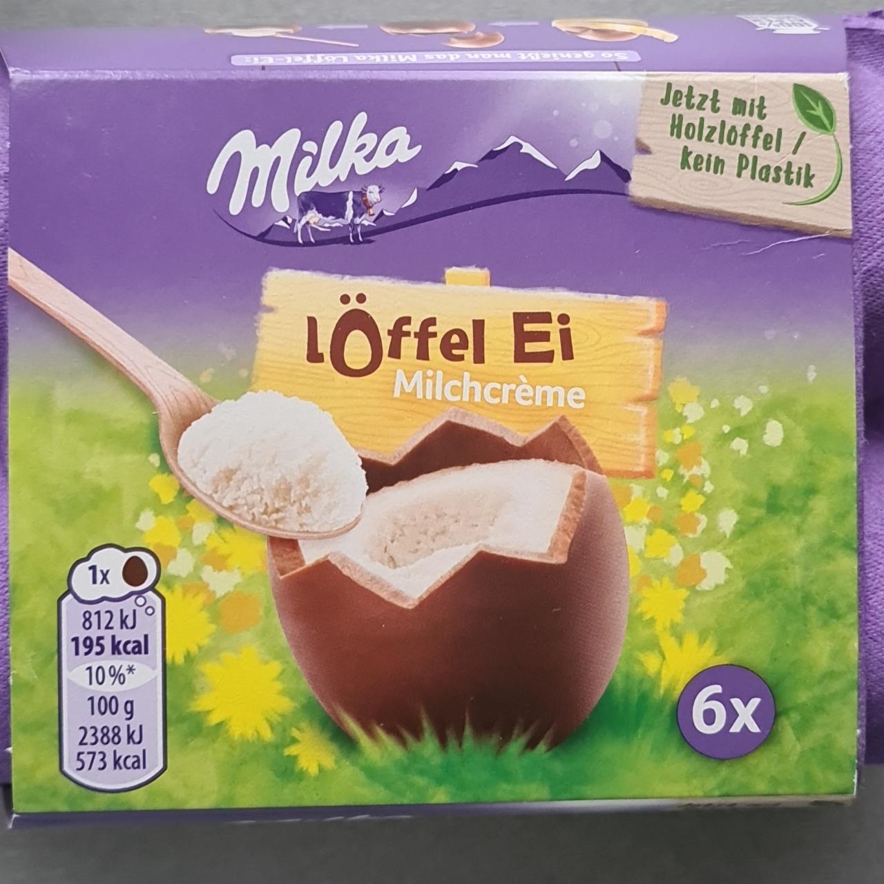 Fotografie - Löffel Ei Milchcrème Milka