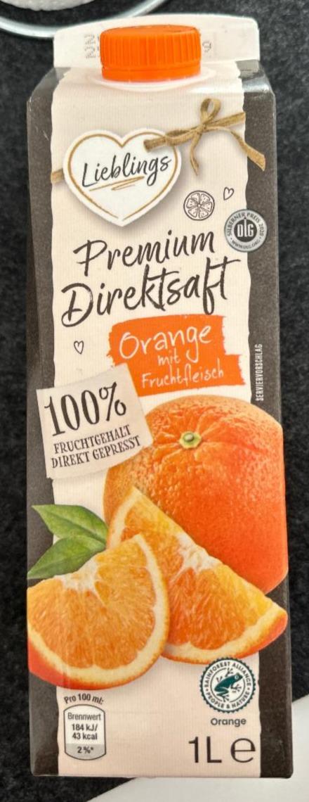 Fotografie - Premium Direktsaft Orange mit Fruchtfleisch Lieblings