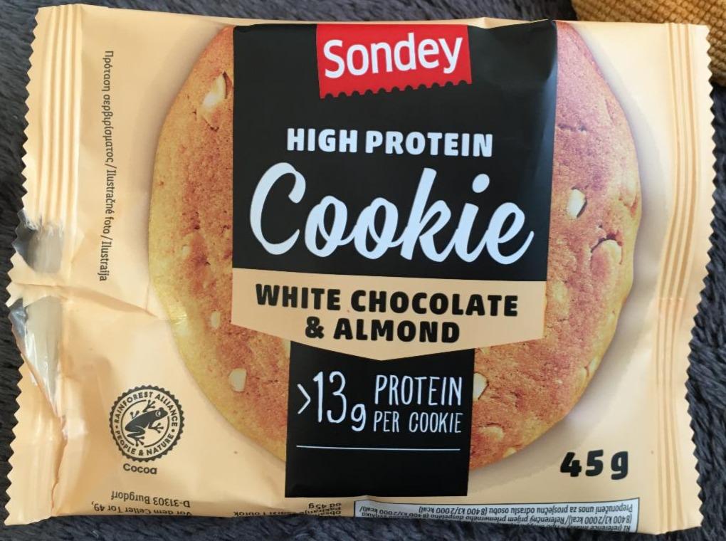 Fotografie - Sondey High protein Cookie White chocolate & almond