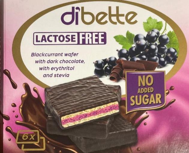 Fotografie - Blackcurrant wafer with dark chocolate with erythirol and stevia Dibette