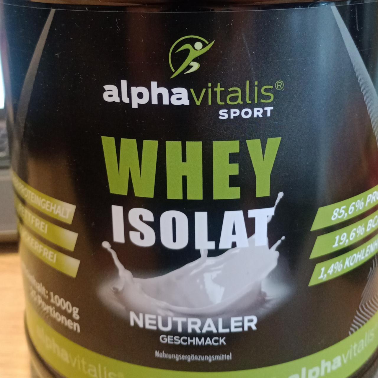 Fotografie - Whey Isolat Neutraler AlphaVitalis Sport