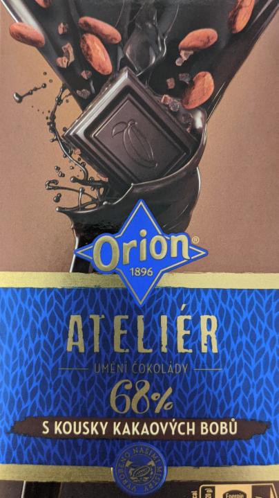 Fotografie - Ateliér hořká čokoláda s kousky bobů 68 % Orion
