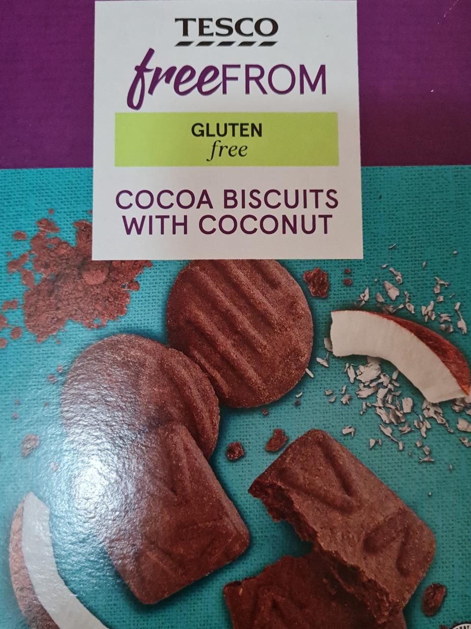 Fotografie - Cocoa Biscuits with coconut Tesco freeFrom kakaové bezlepkové keksy
