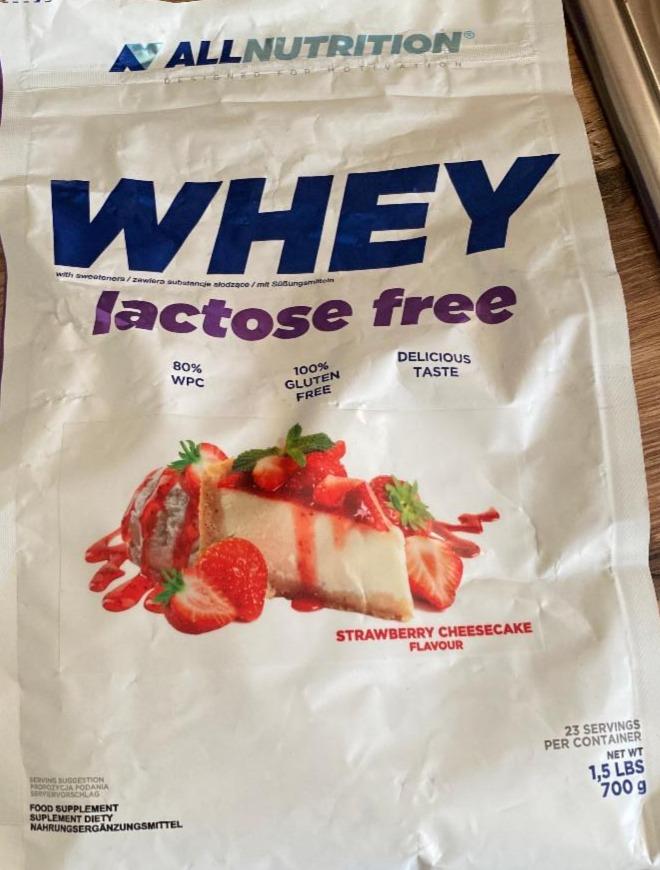 Fotografie - Whey Lactose free Strawberry Cheesecake Allnutrition