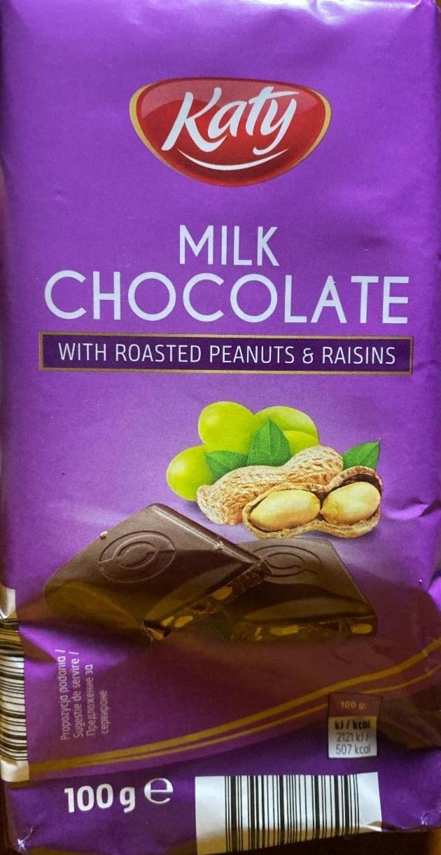 Fotografie - Milk chocolate with roasted peanuts & raisins Katy