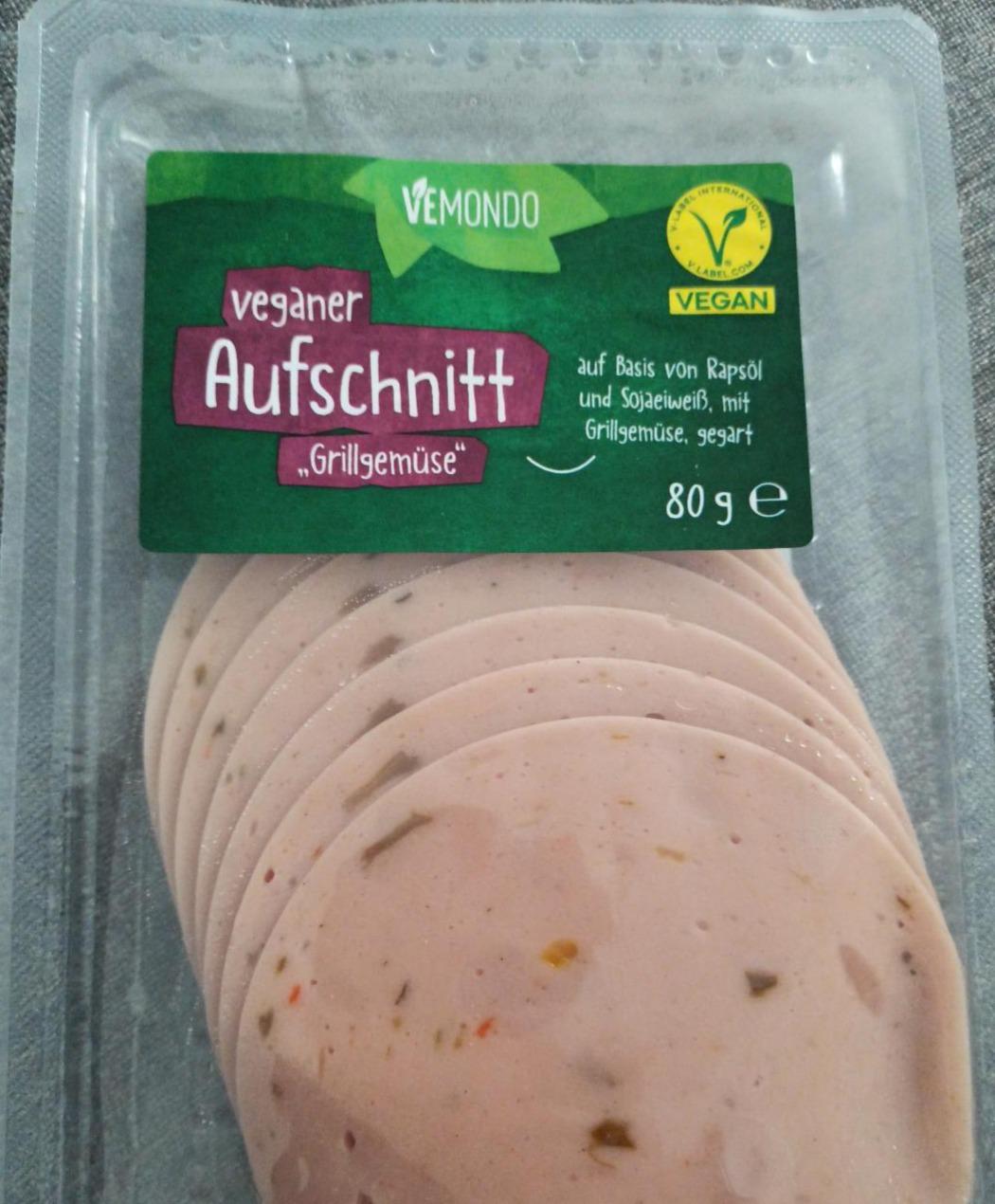 Veganer Aufschnitt \'Grillgemüse\' Vemondo - kalórie, kJ a nutričné hodnoty