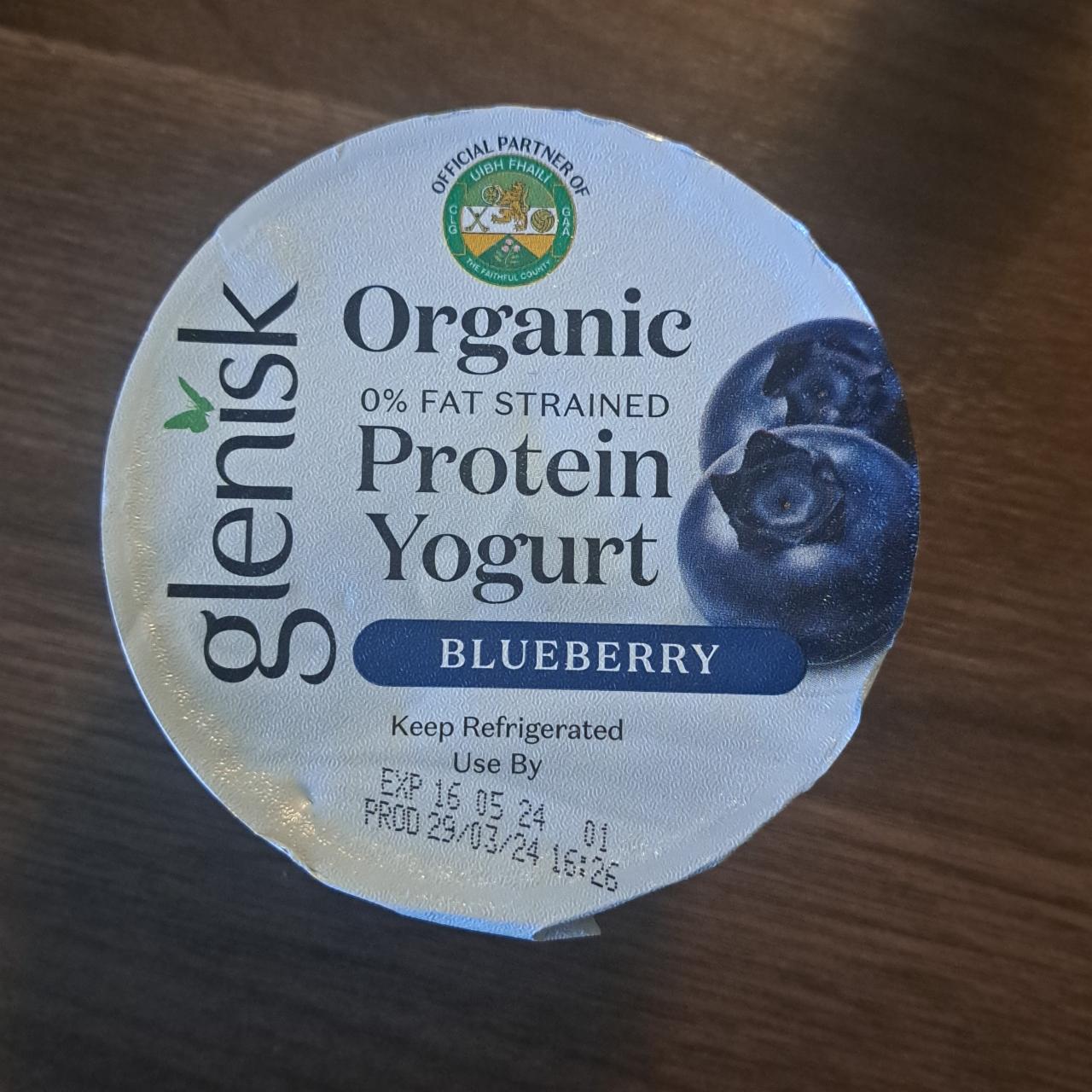 Fotografie - Organic 0% Fat Strained Protein Yogurt Blueberry Glenisk