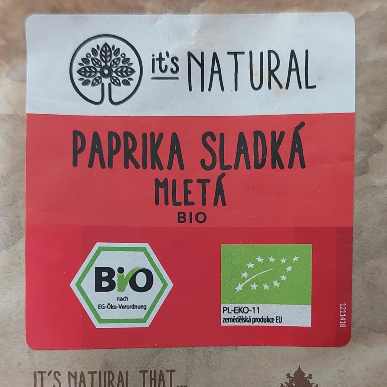 Fotografie - Bio Paprika sladká mletá It's Natural