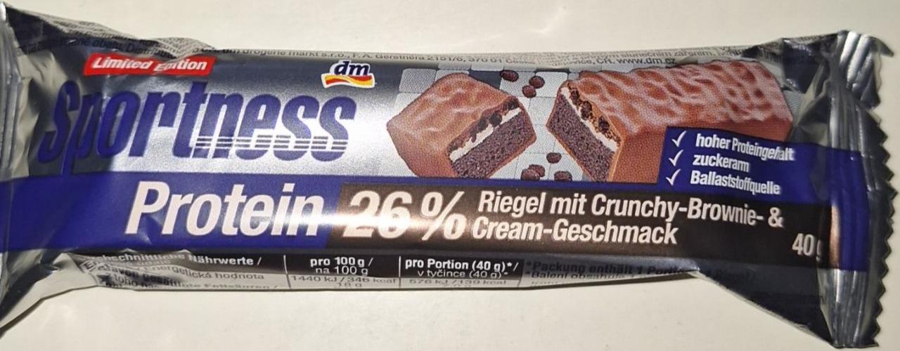 Fotografie - Protein 26% Riegel mit Crunchy-Brownie & Cream-Geschmack Sportness