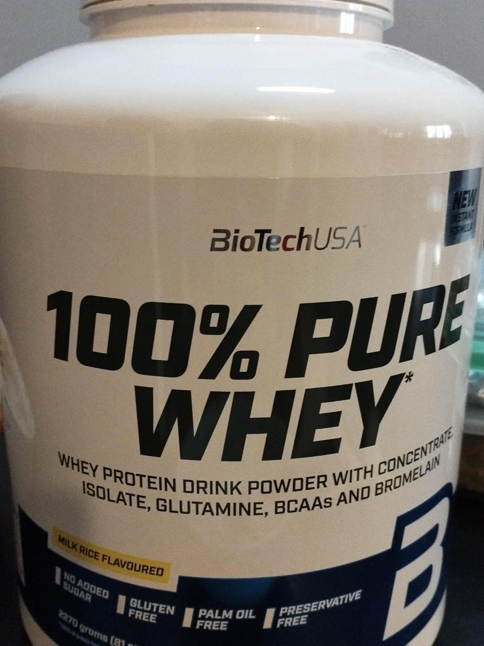 Fotografie - 100% Pure Whey Milk Rice flavoured BiotechUSA