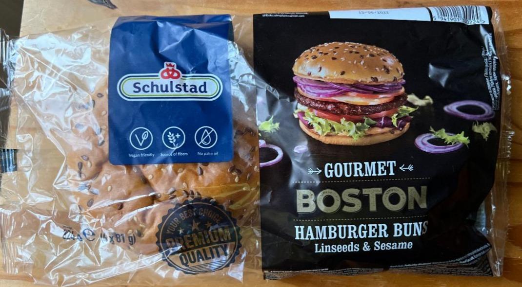 Fotografie - Gourmet boston hamburger buns linseeds & sesame