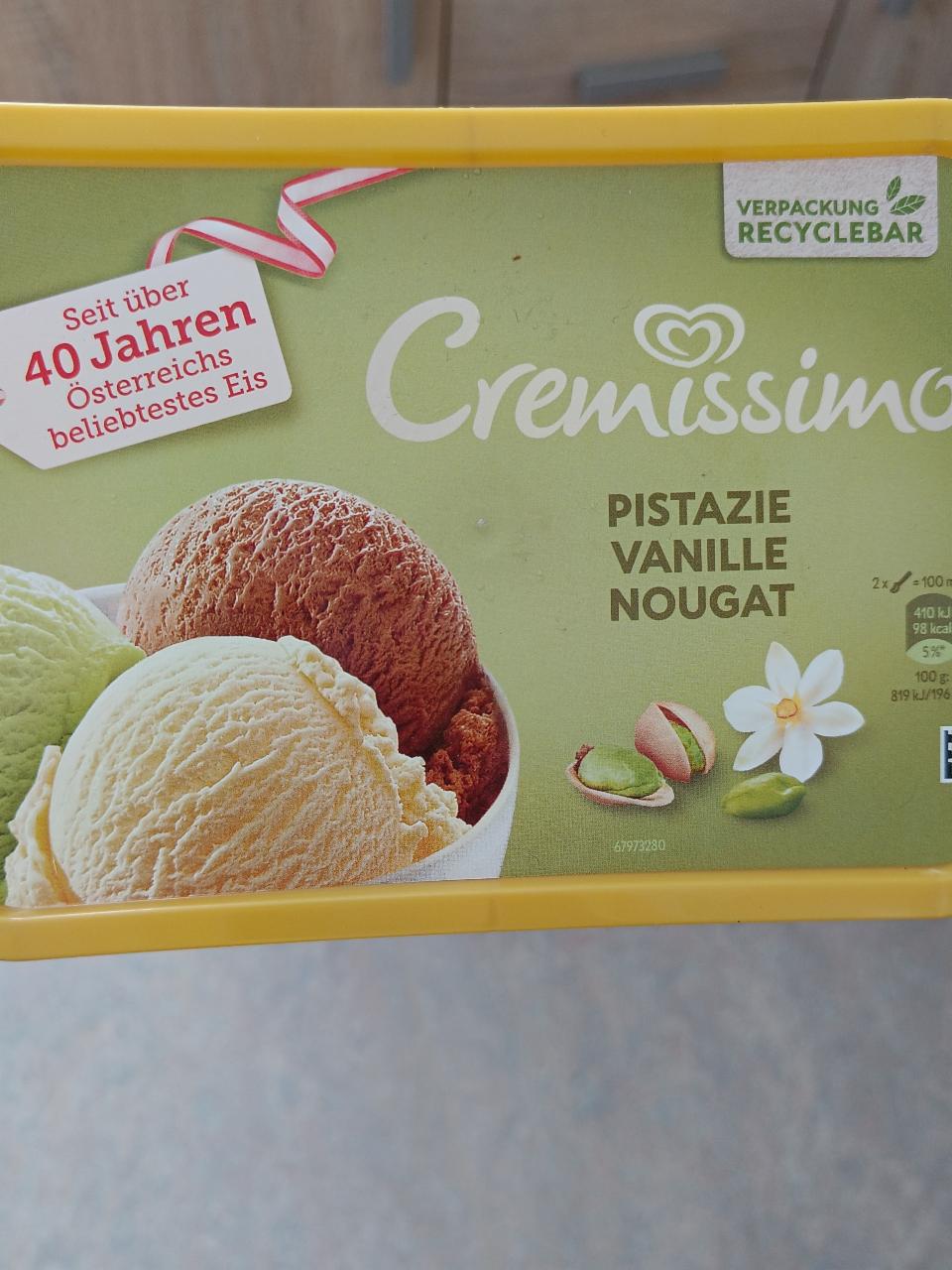 Fotografie - Cremissimo Pistazie,Vanille,Nougat