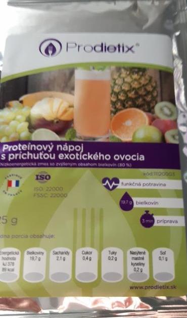 Fotografie - proteinovy napoj s prichutou exotickeho ovocia prodietix