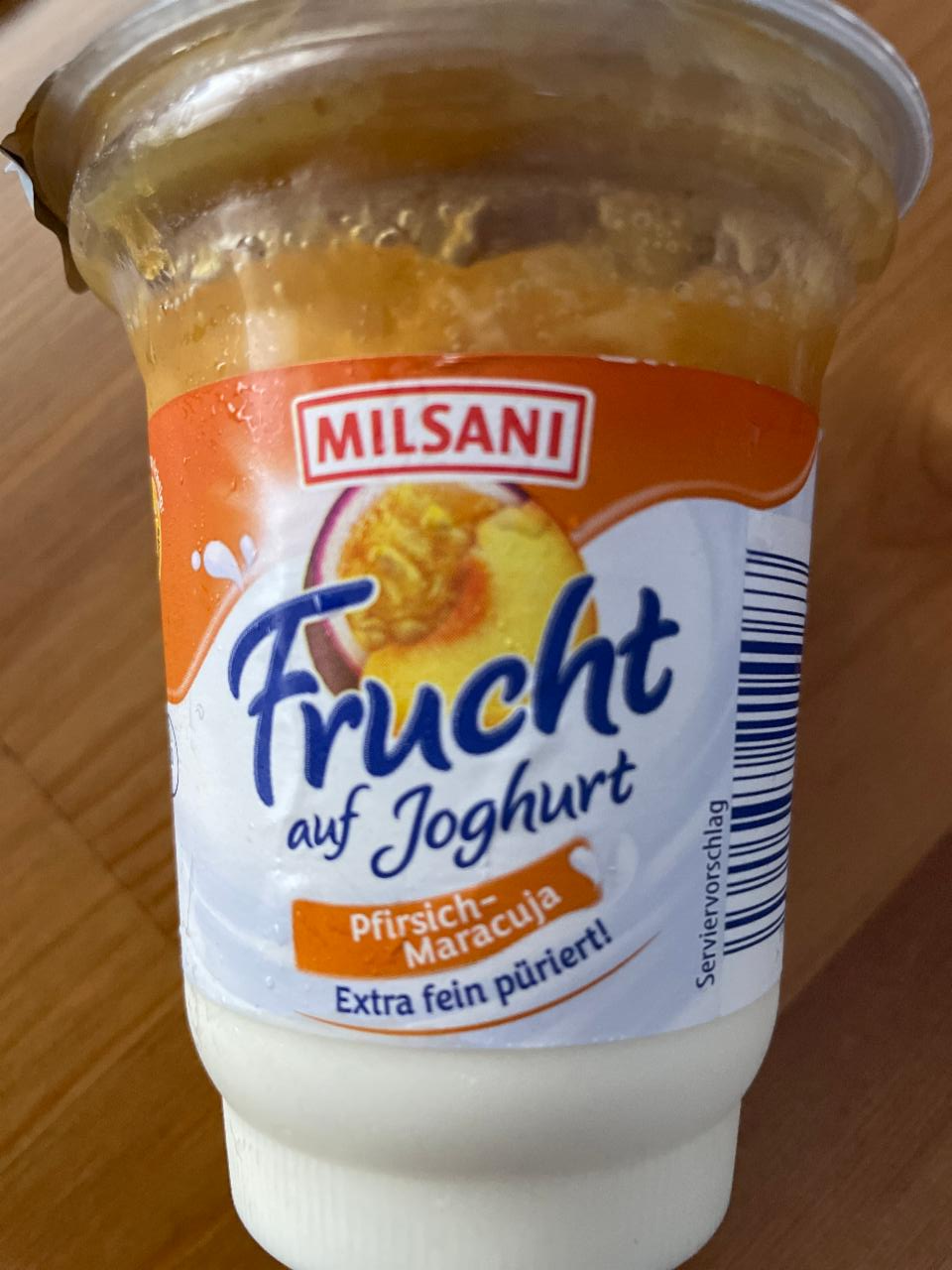 Fotografie - Milsani Frucht auf Joghurt Pfirsich-Maracuja