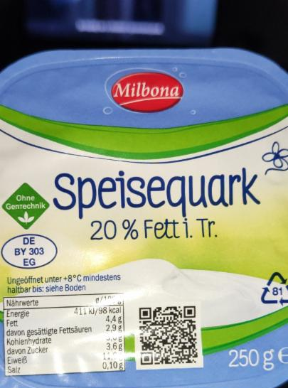 Fotografie - speisequark 20% fett Milbona