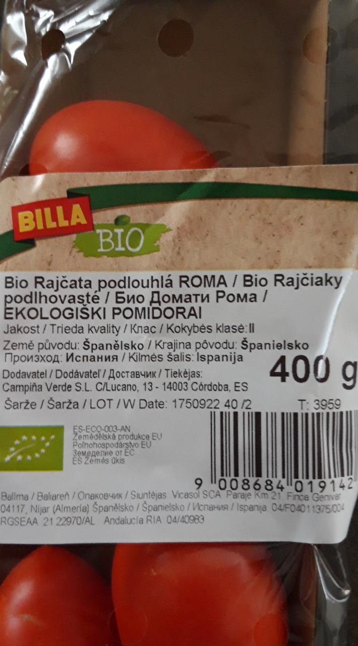 Fotografie - bio rajčiaky podlhovasté ROMA Billa