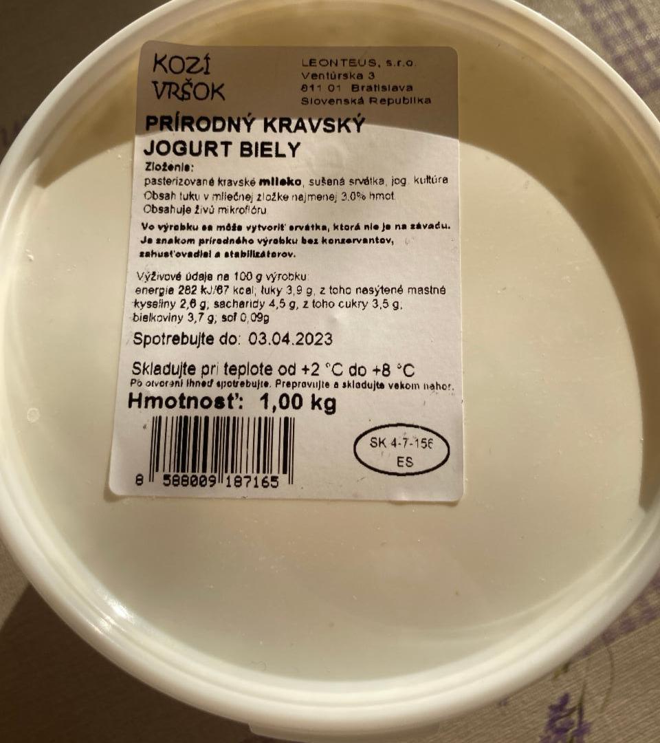 Fotografie - Prírodný kravský jogurt biely Kozí vŕšok