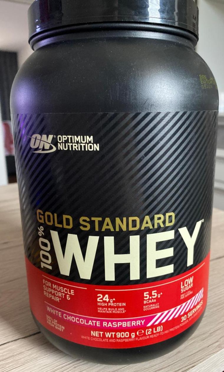 Fotografie - Gold standard 100% Whey White chocolate Raspberry Optimum Nutrition