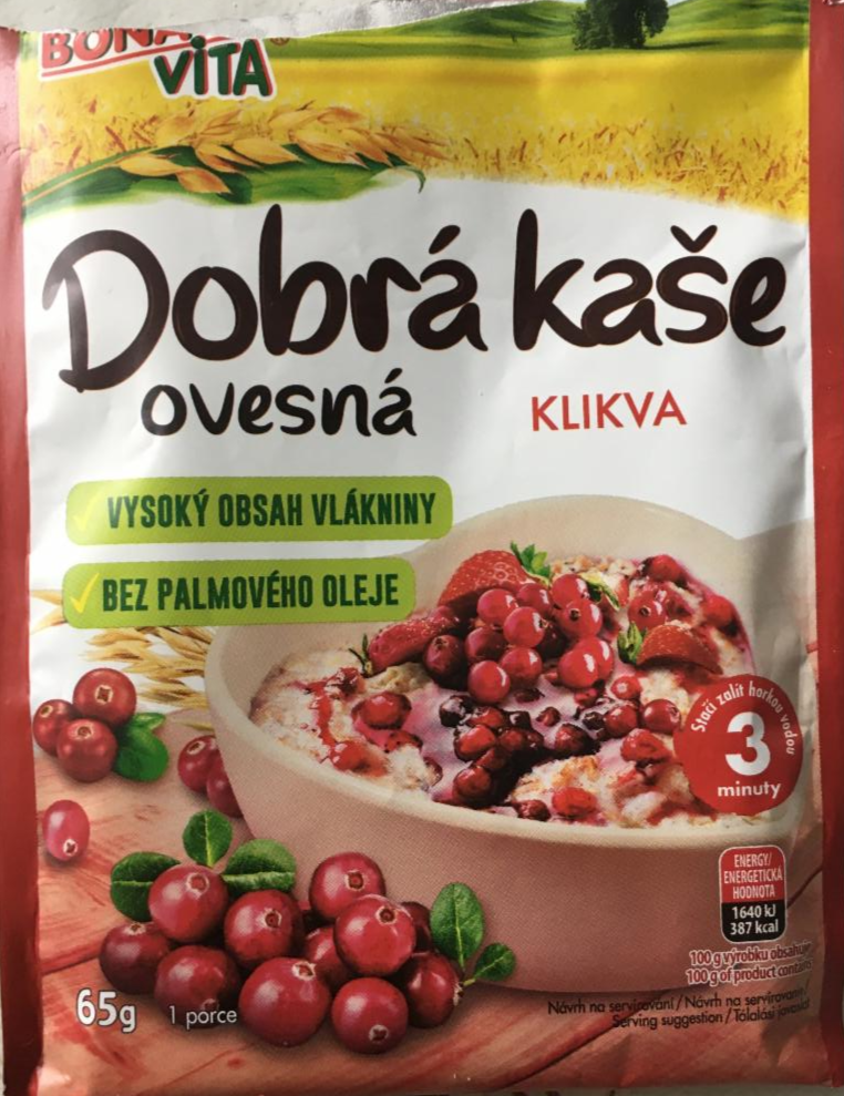 Fotografie - dobrá kaše ovesná klikva