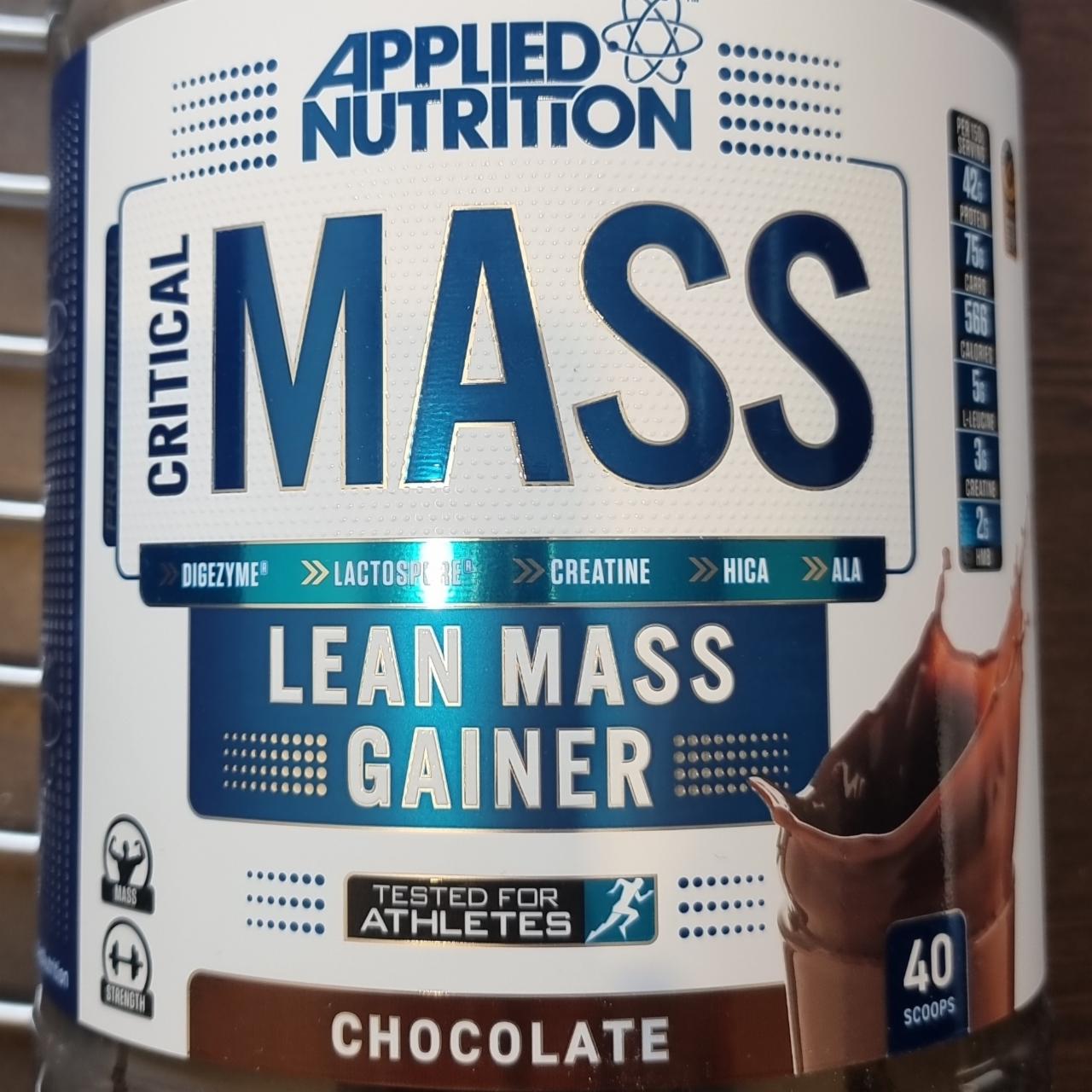 Fotografie - Critical Mass Lean Mass Gainer Chocolate Applied Nutrition