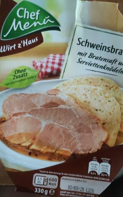 Fotografie - Schweinsbraten mit Bratensaft und Serviettenknödeln