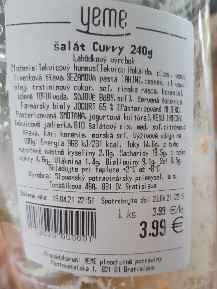 Fotografie - Šalát Curry Yeme