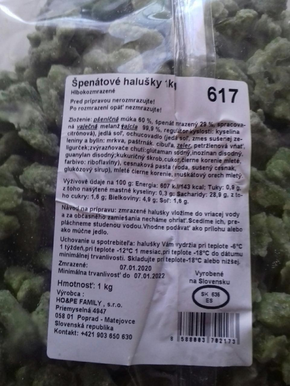 Fotografie - spenatove halusky 1kg