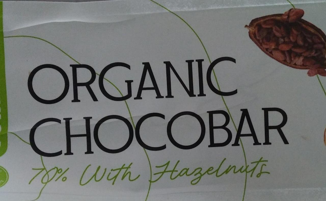 Fotografie - Organic chocobar 70% with hazelnuts Powerlogy
