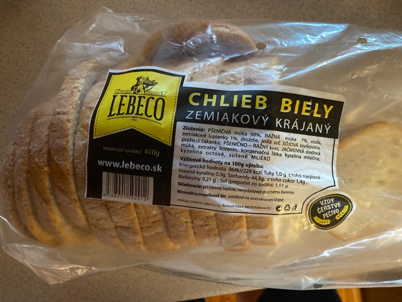 Fotografie - Chlieb biely zemiakový krájaný Lebeco