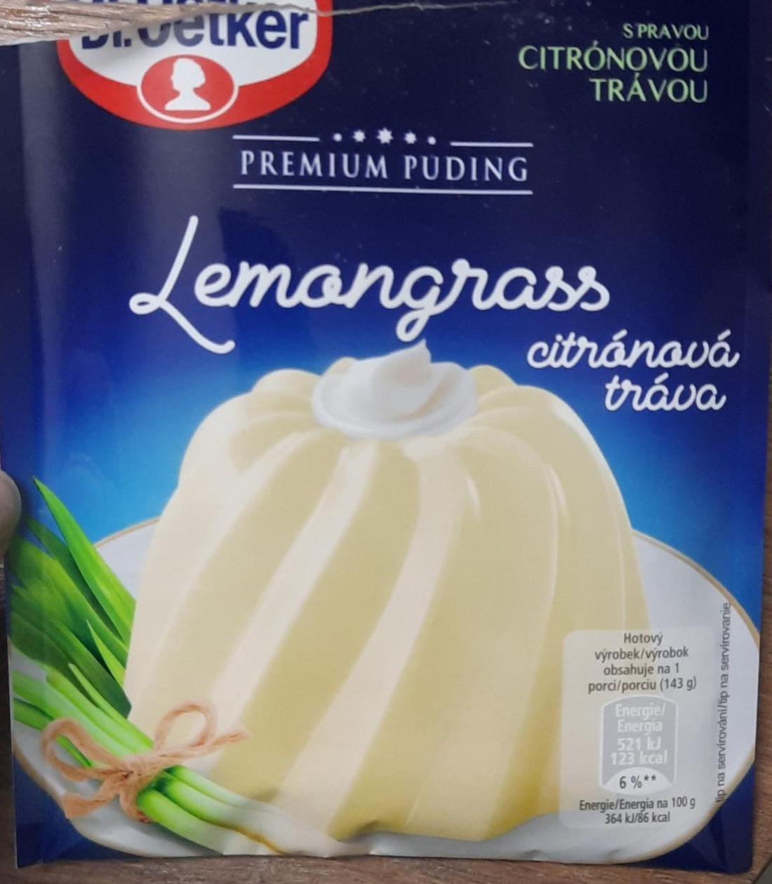 Fotografie - Lemongrass citrónová tráva Premium puding Dr.Oetker (hodnoty pre hotový výrobok)