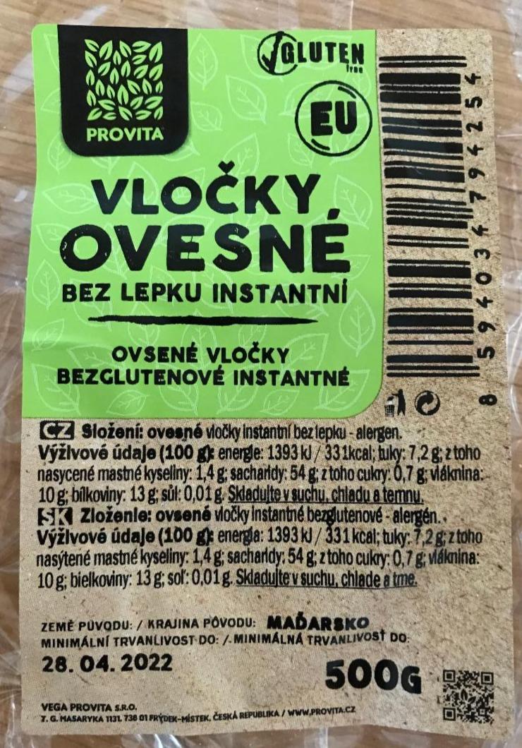 Fotografie - Vločky ovesné bez lepku instantní Provita