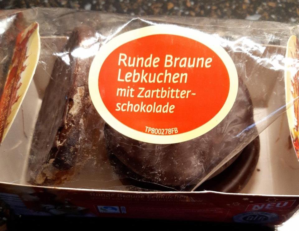 Fotografie - Runde Braune Lebkuchen mit Zartbitterschokolade