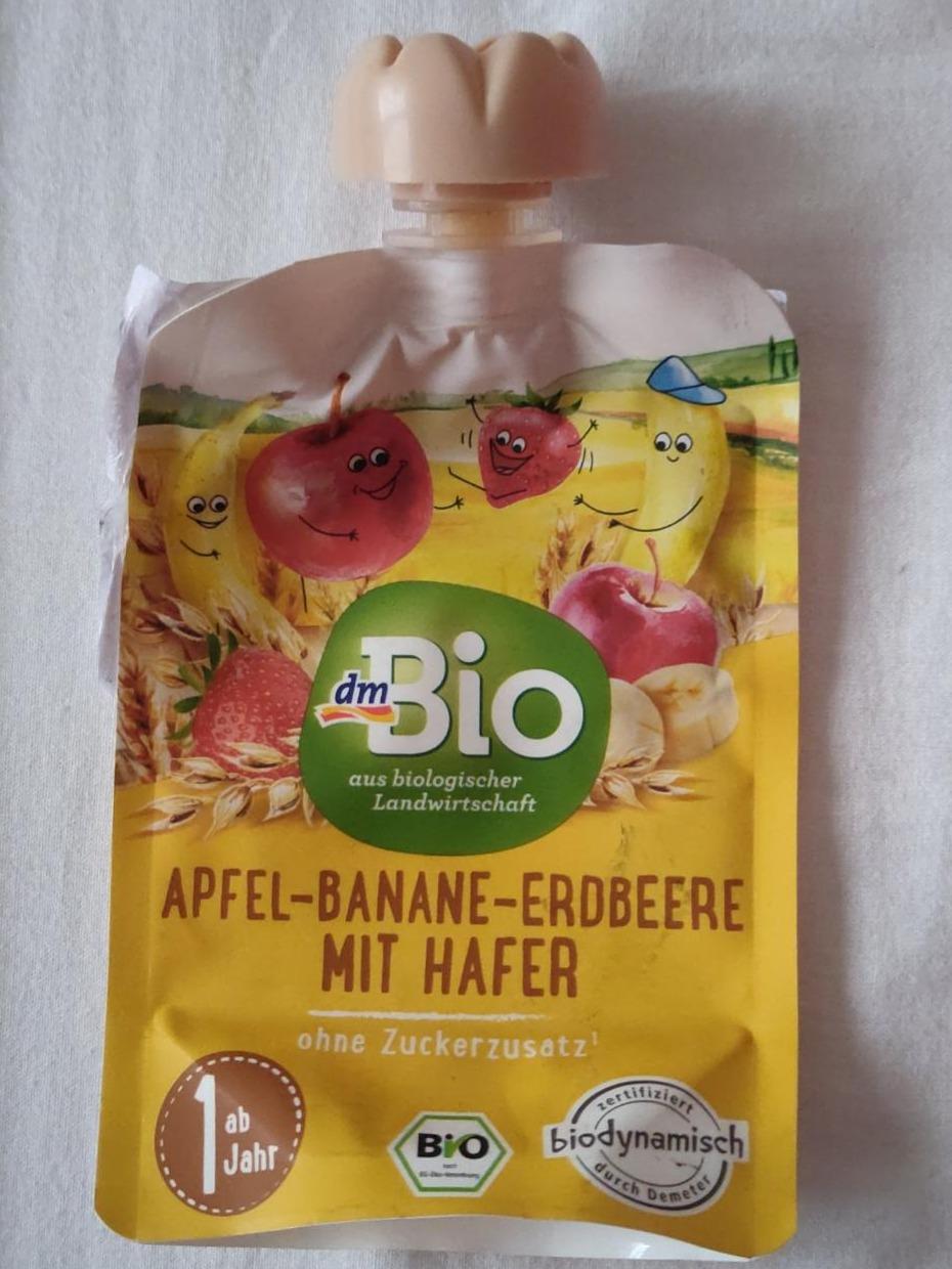 Fotografie - Apfel-Banane-Erdbeere mit Hafer dmBio