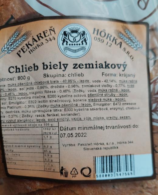 Fotografie - chlieb biely zemiakový Hôrka