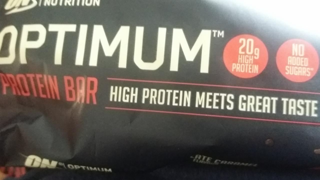 Fotografie - protein bar chocolate caramel Optimum Nutrition