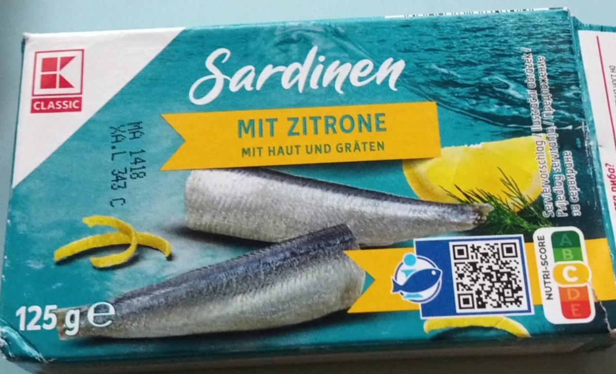 Fotografie - Sardinen mit zitrone mit haut und gräten K-Classic