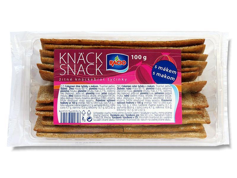 Fotografie - knäck snack s mákem celozrnné žitné tyčinky Racio