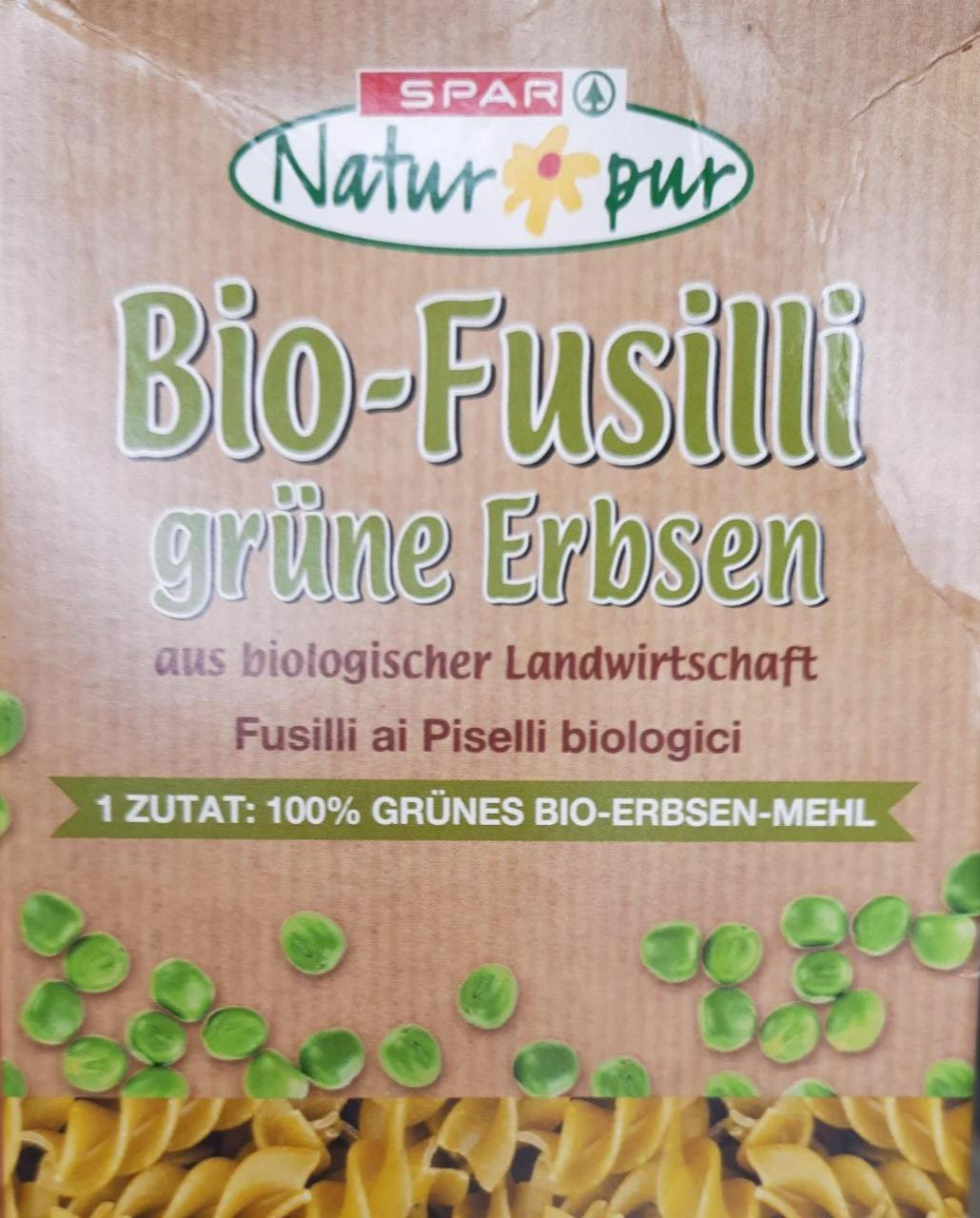 Fotografie - Bio-Fusilli grüne Erbsen Spar Natur pur