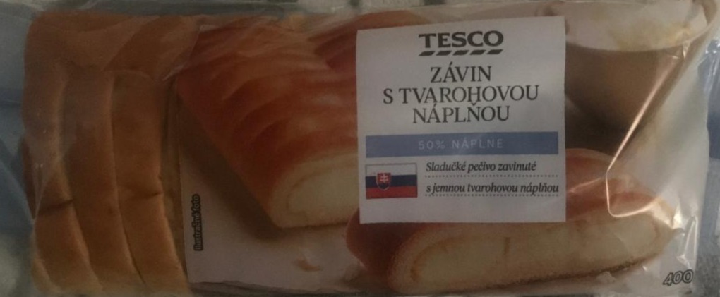 Fotografie - Závin s tvarohovou náplňou 50% náplne Tesco